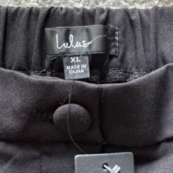 Lulus black trouser pants high rise straight leg loose fit taper XL new - Picture 2 of 7